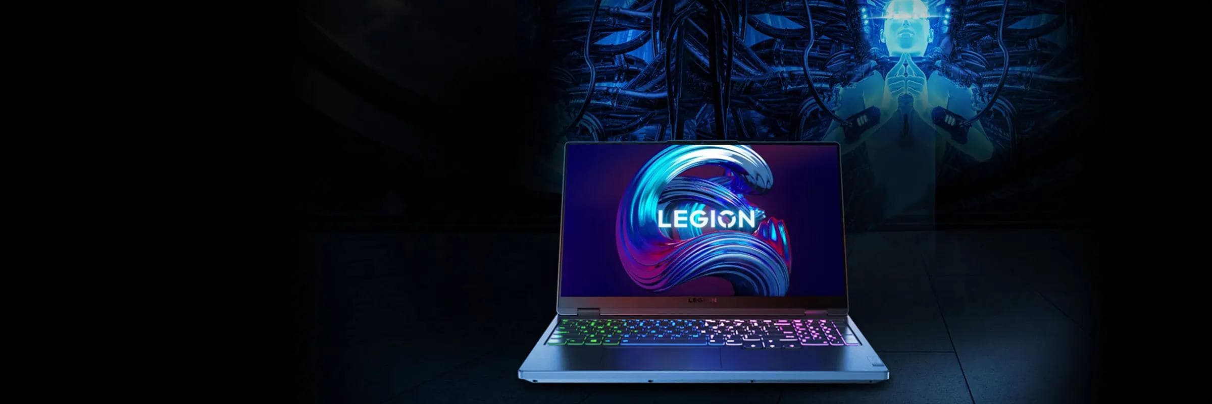 Girl with headphones holding a Lenovo Laptop, and a alter game character of her