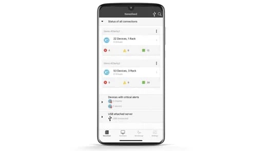 Lenovo XClarity Administrator Mobile App - Lenovo cellphone featuring Lenovo XClarity Administrator Mobile app on display