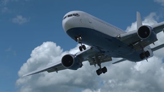 Jet airplane in a blue sky