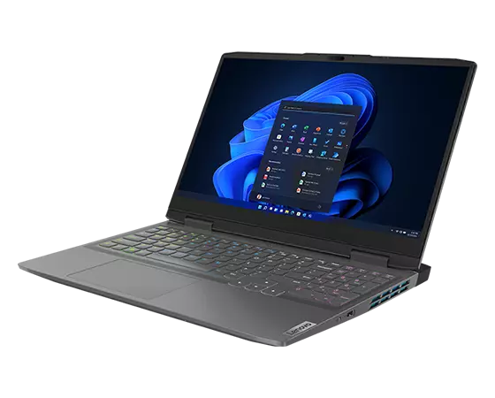 Lenovo LOQ 15IRH8 front-facing left with Windows 11 on the screen